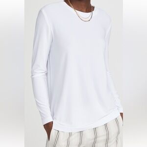 Norma Kamali White Long-Sleeve Crewneck Top